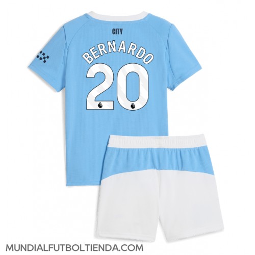Camiseta Manchester City Bernardo Silva #20 Primera Equipación Replica 2025-26 para niños mangas cortas (+ Pantalones cortos)